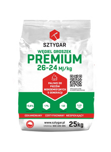 Węgiel Groszek Sztygar Premium 25kg  (40 worków na palecie)